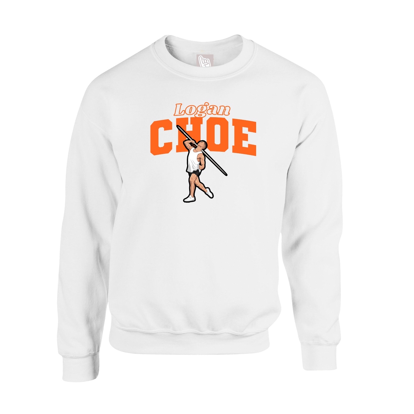 Fleece Crew — Name Arch in White