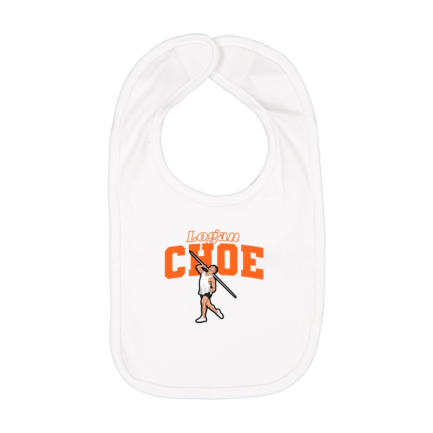 Infant Bib — Name Arch in White