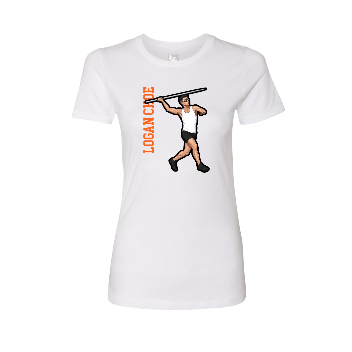 Womens Tee — Name Vertical in White