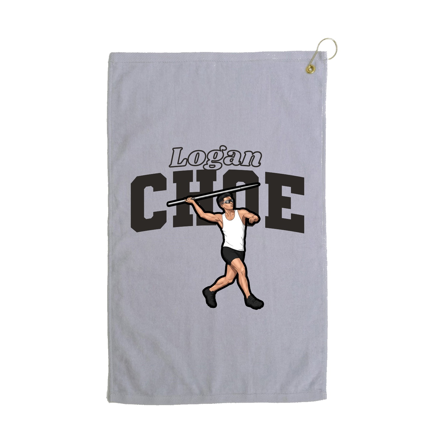Golf Towel — Name Arch in Grey