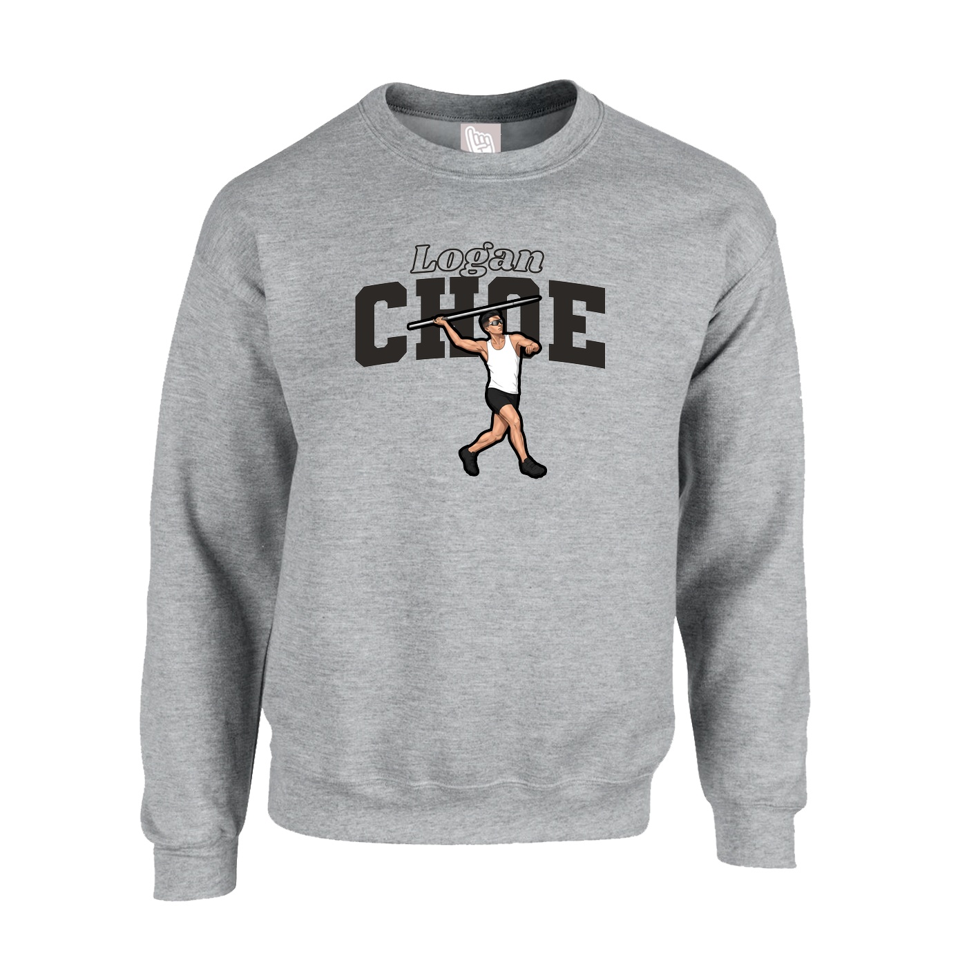 Fleece Crew — Name Arch in Grey
