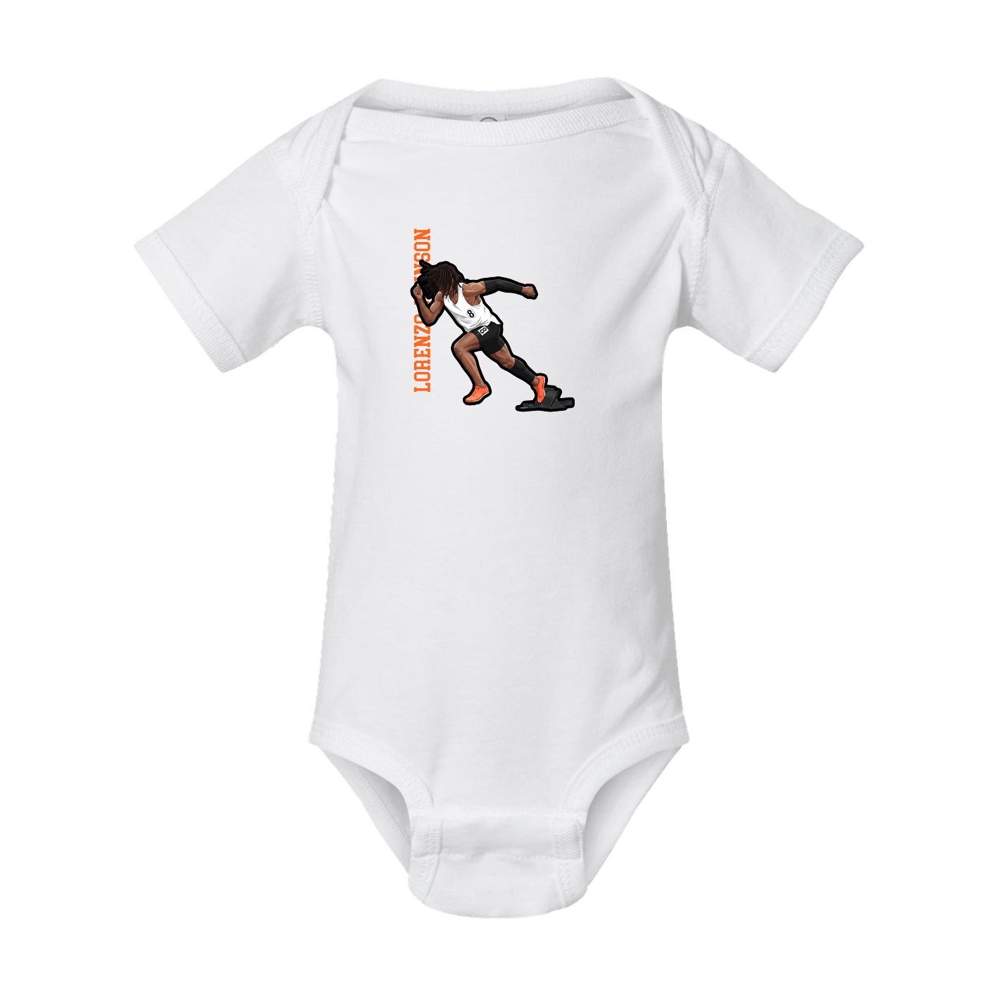 Baby Onesie — Name Vertical in White