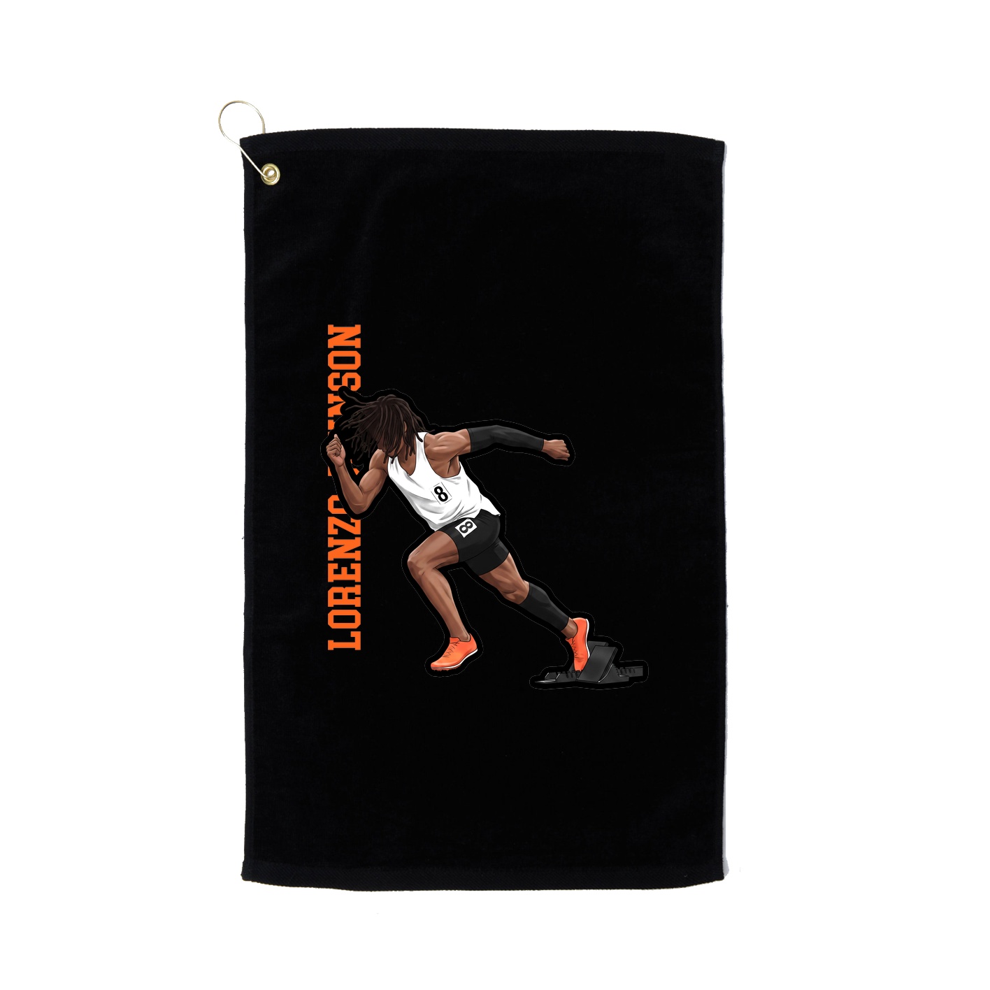 Golf Towel — Name Vertical in Black