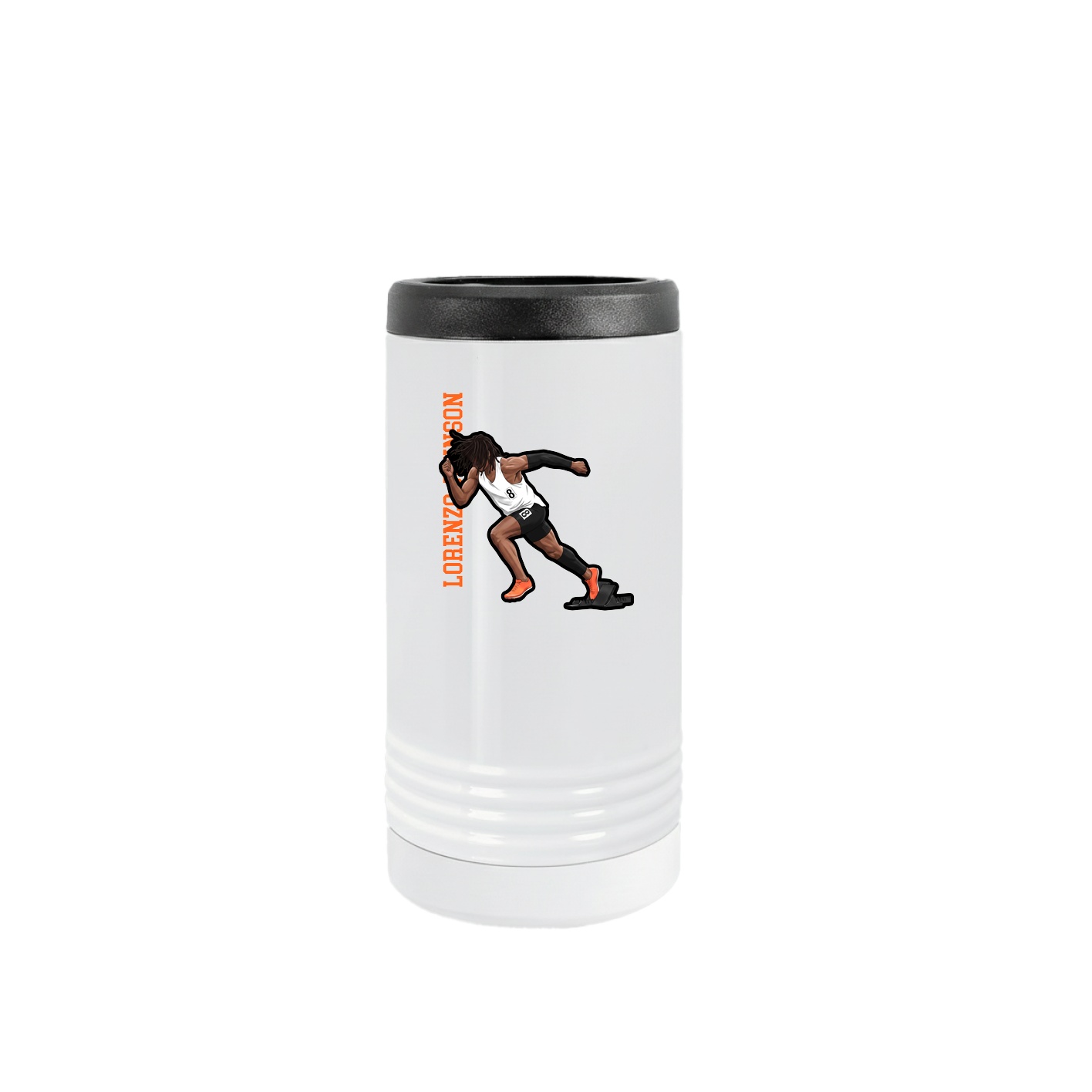 Slim Beverage Holder — Name Vertical in White