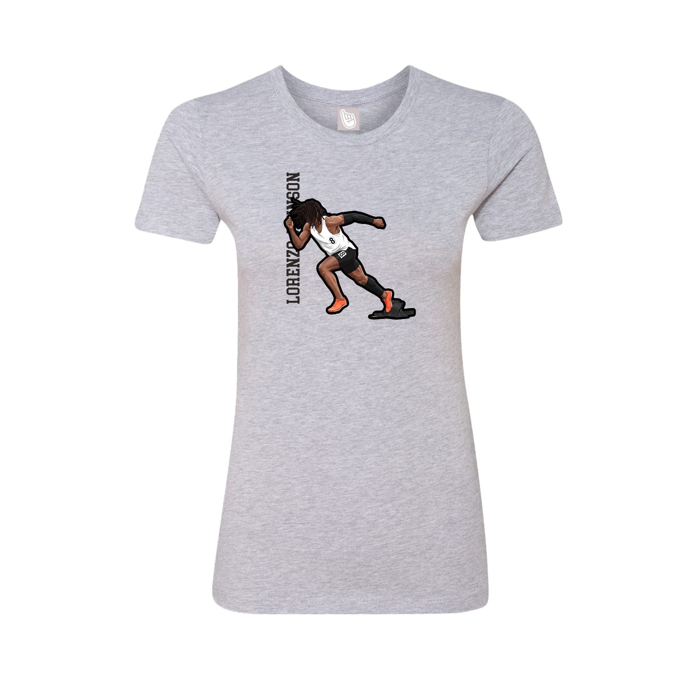 Fitted Women's Tee — Name Vertical in Grey