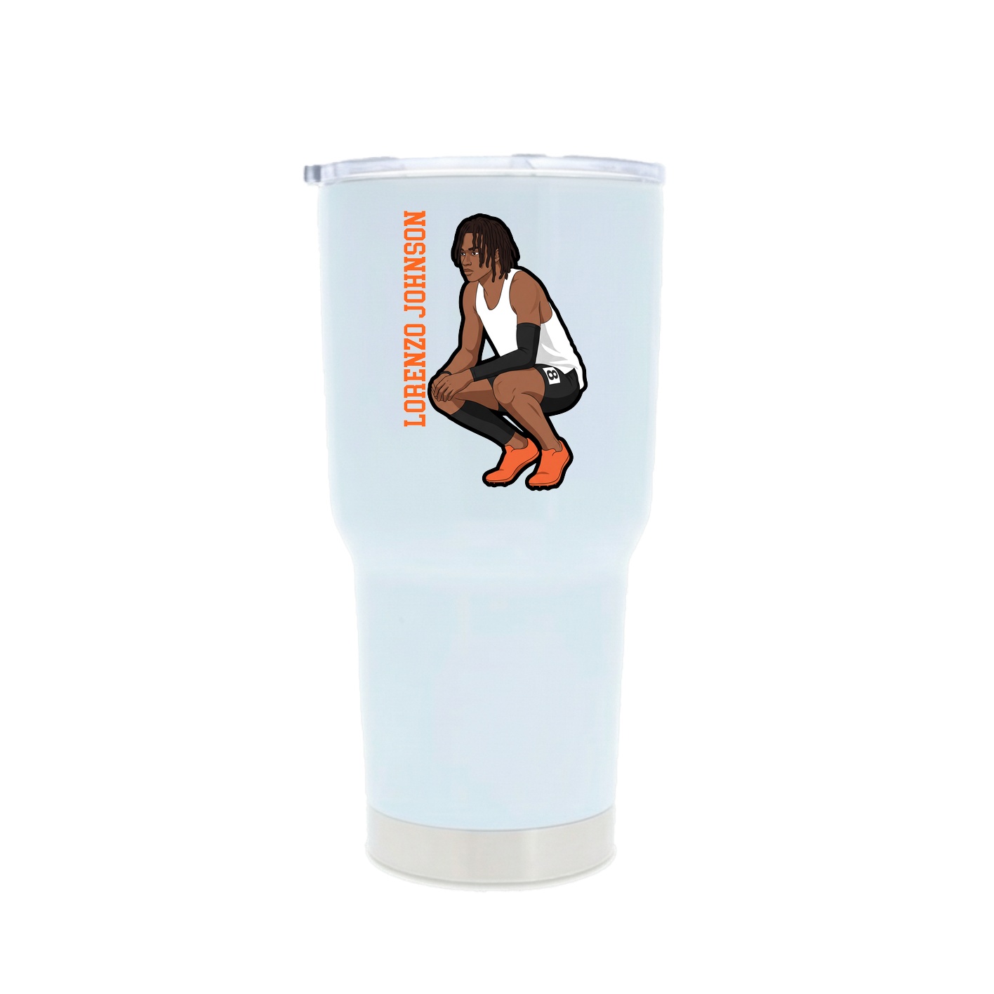 30oz Stainless Steel Tumbler — Name Vertical in White