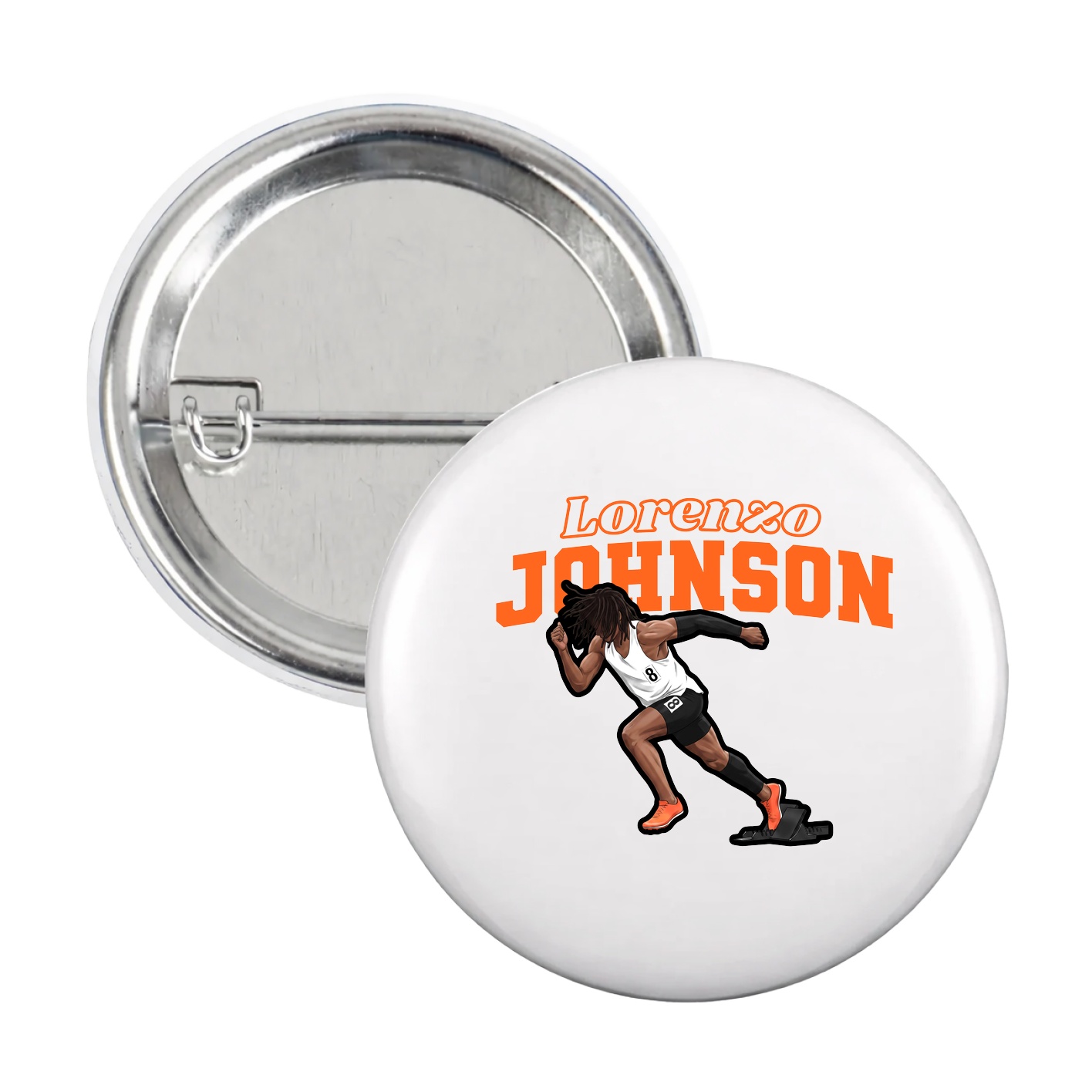 Game Day Button — Name Arch in White