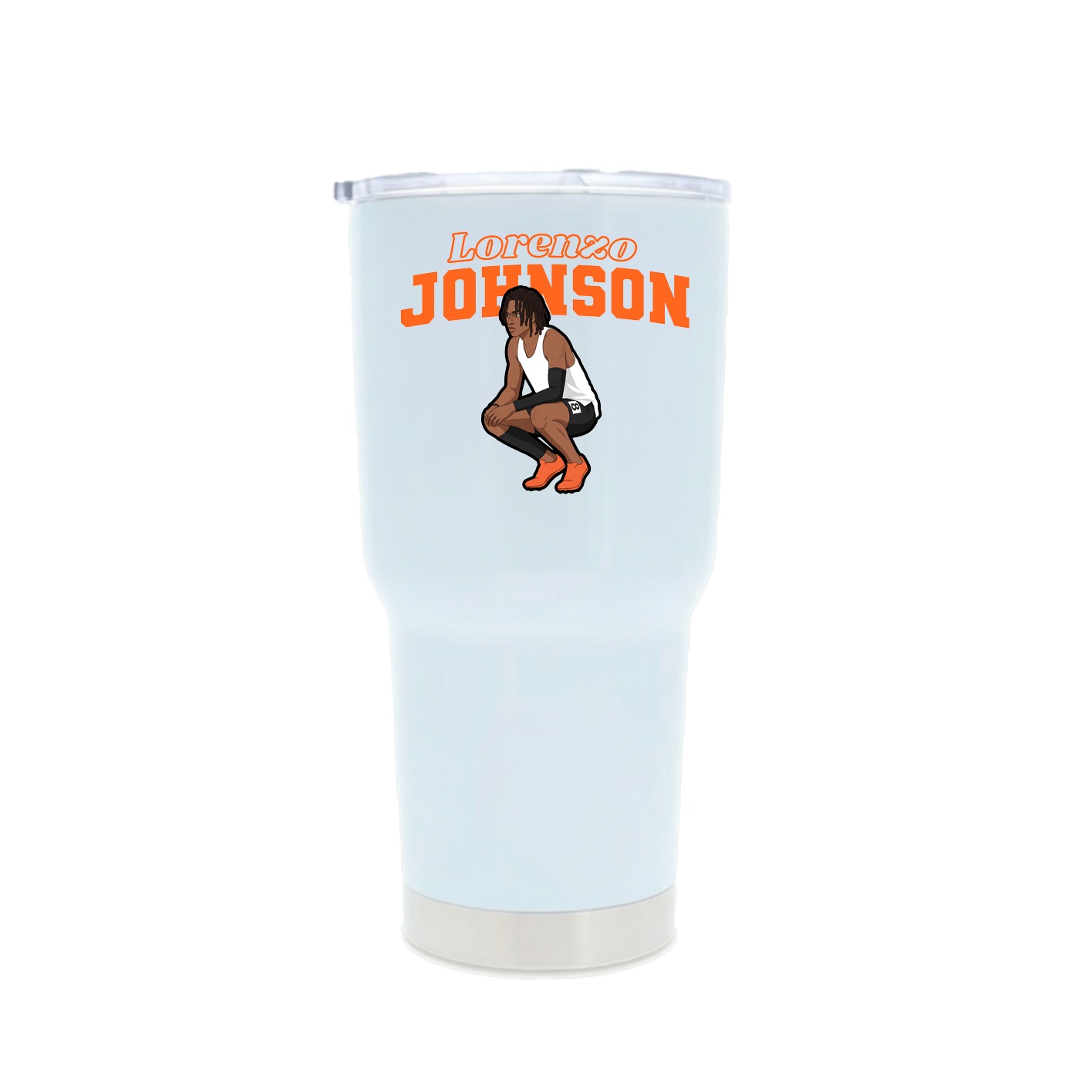 30oz Stainless Steel Tumbler — Name Arch in White