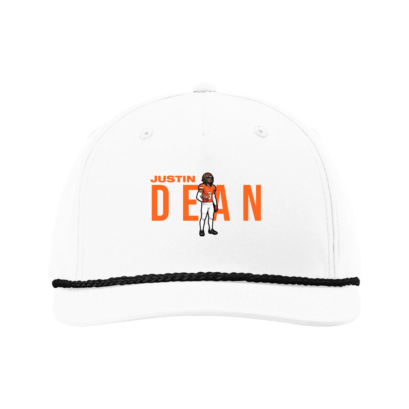 Five-Panel Classic Rope Cap — Player Name in White