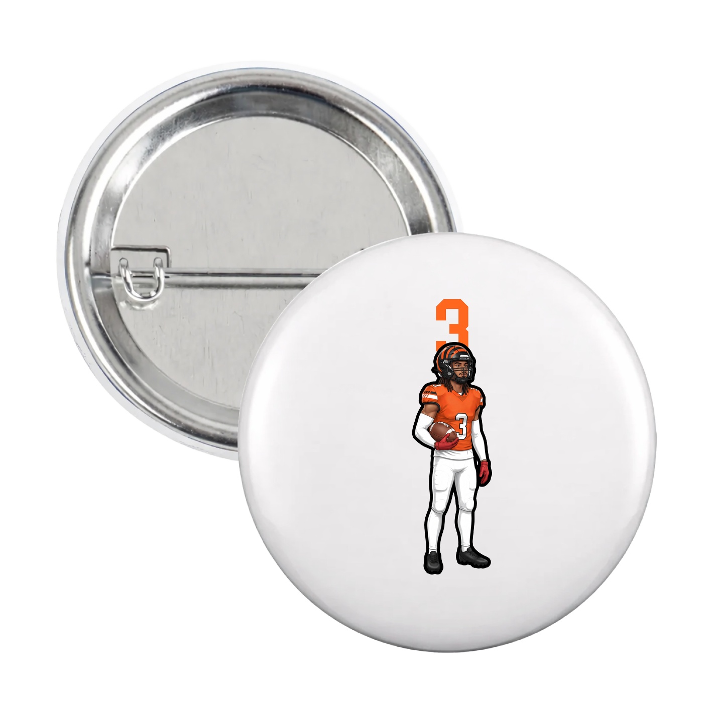 Game Day Button — Number Top in White