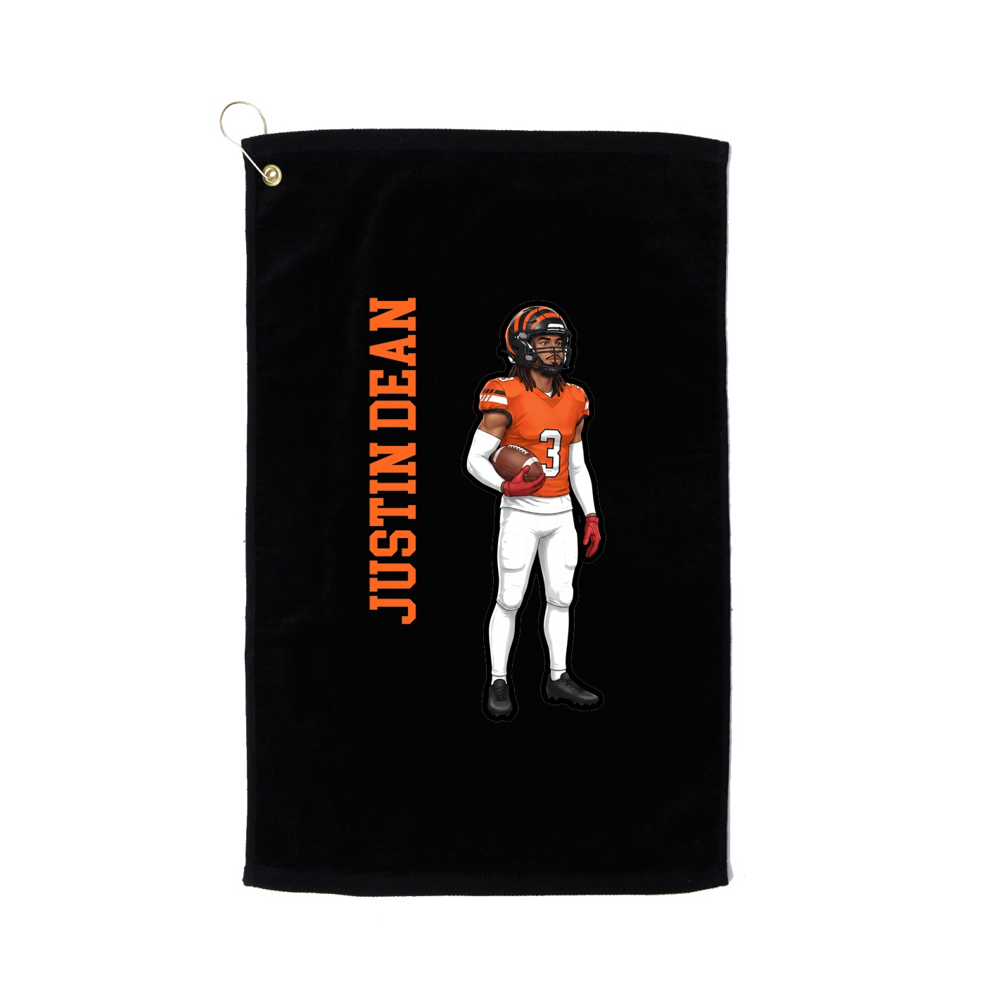 Golf Towel — Name Vertical in Black