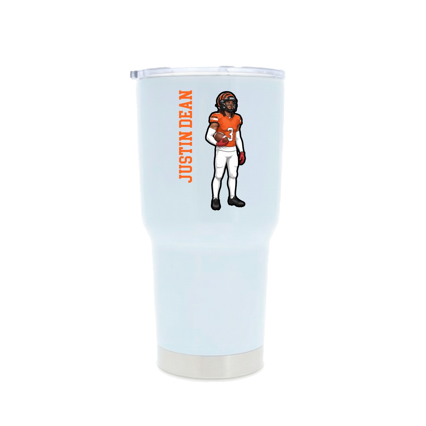 30oz Stainless Steel Tumbler — Name Vertical in White