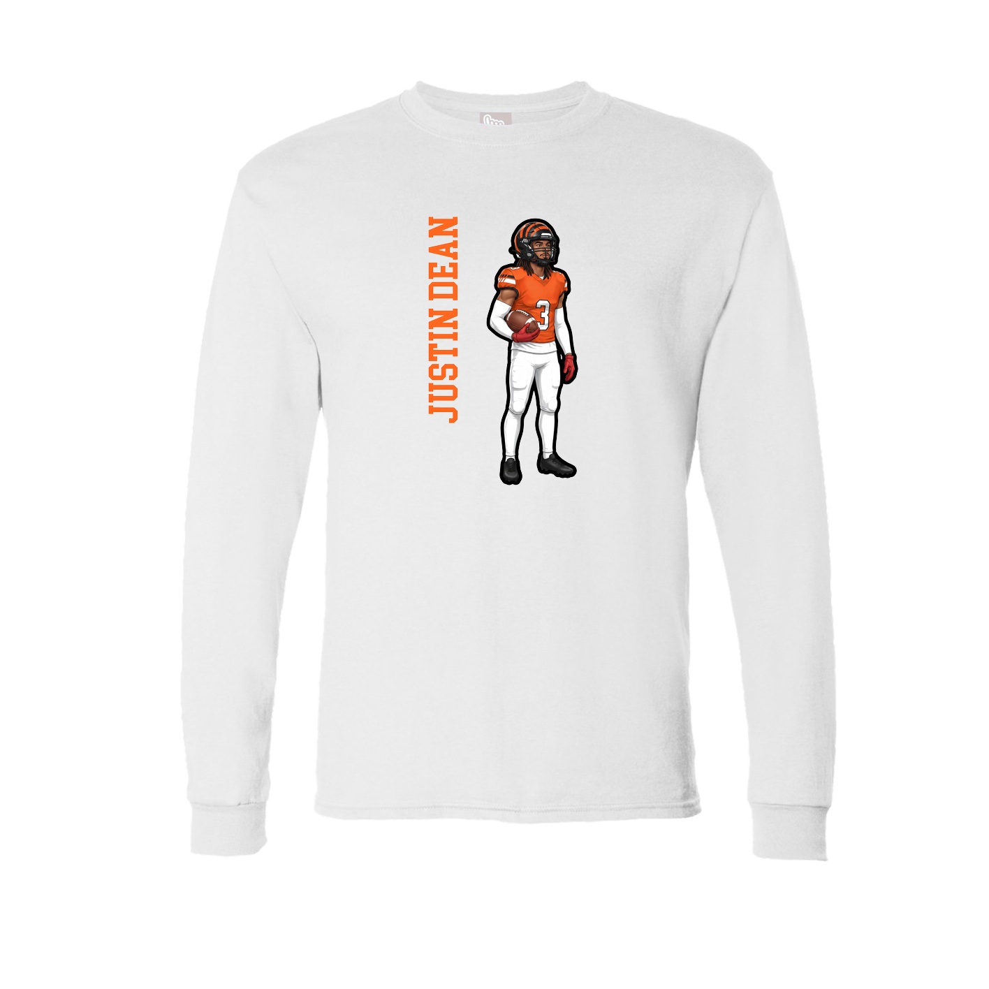 Long Sleeve Tee — Name Vertical in White