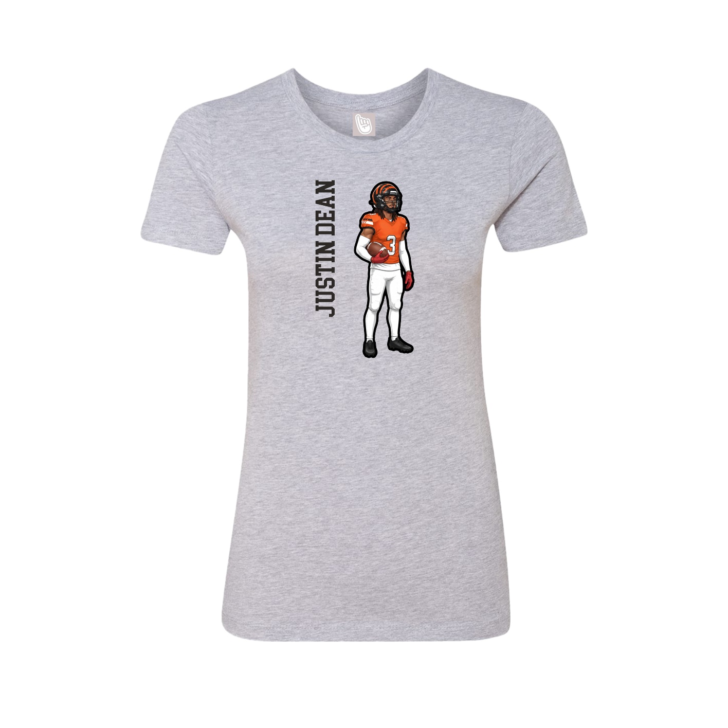 Fitted Women's Tee — Name Vertical in Grey