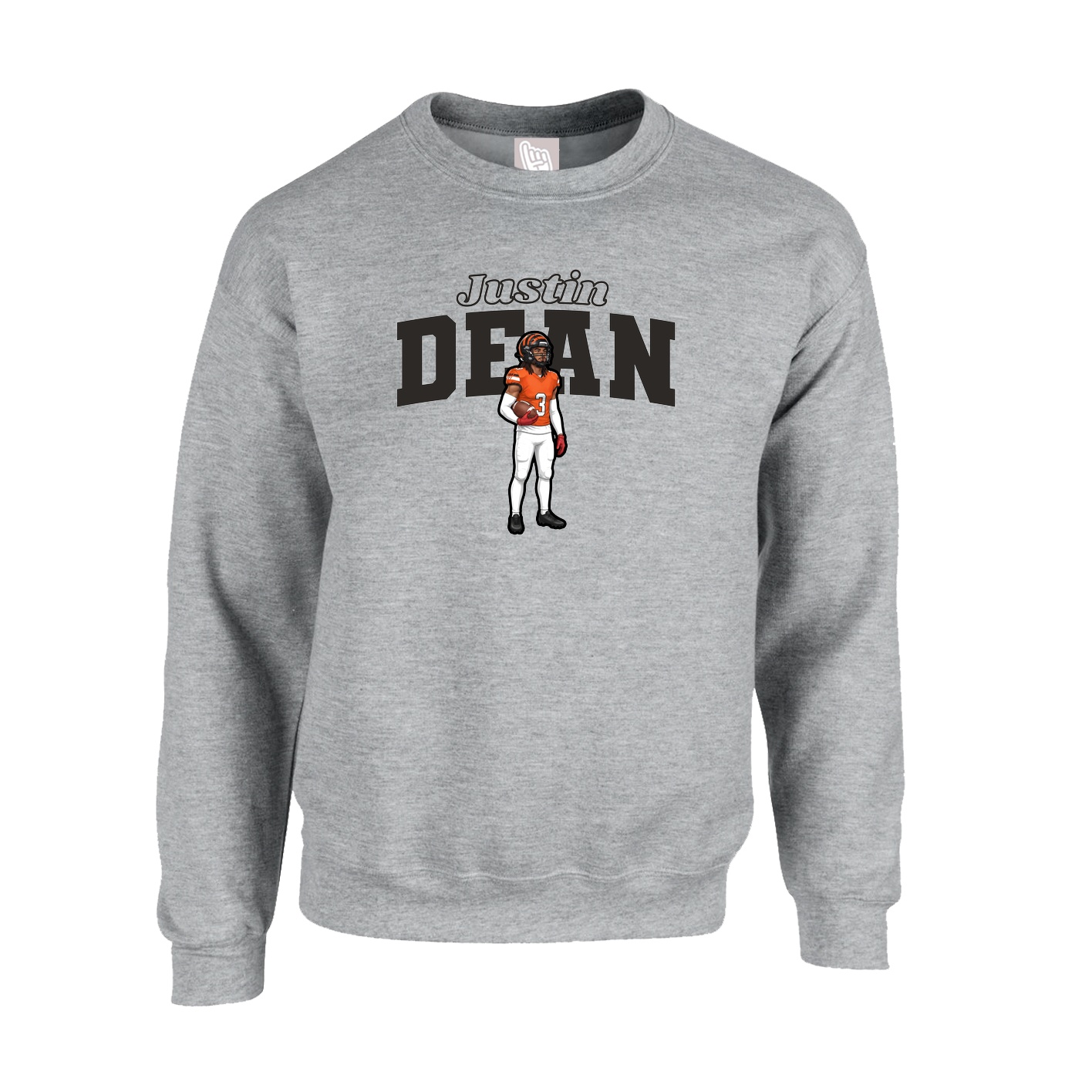 Fleece Crew — Name Arch in Grey