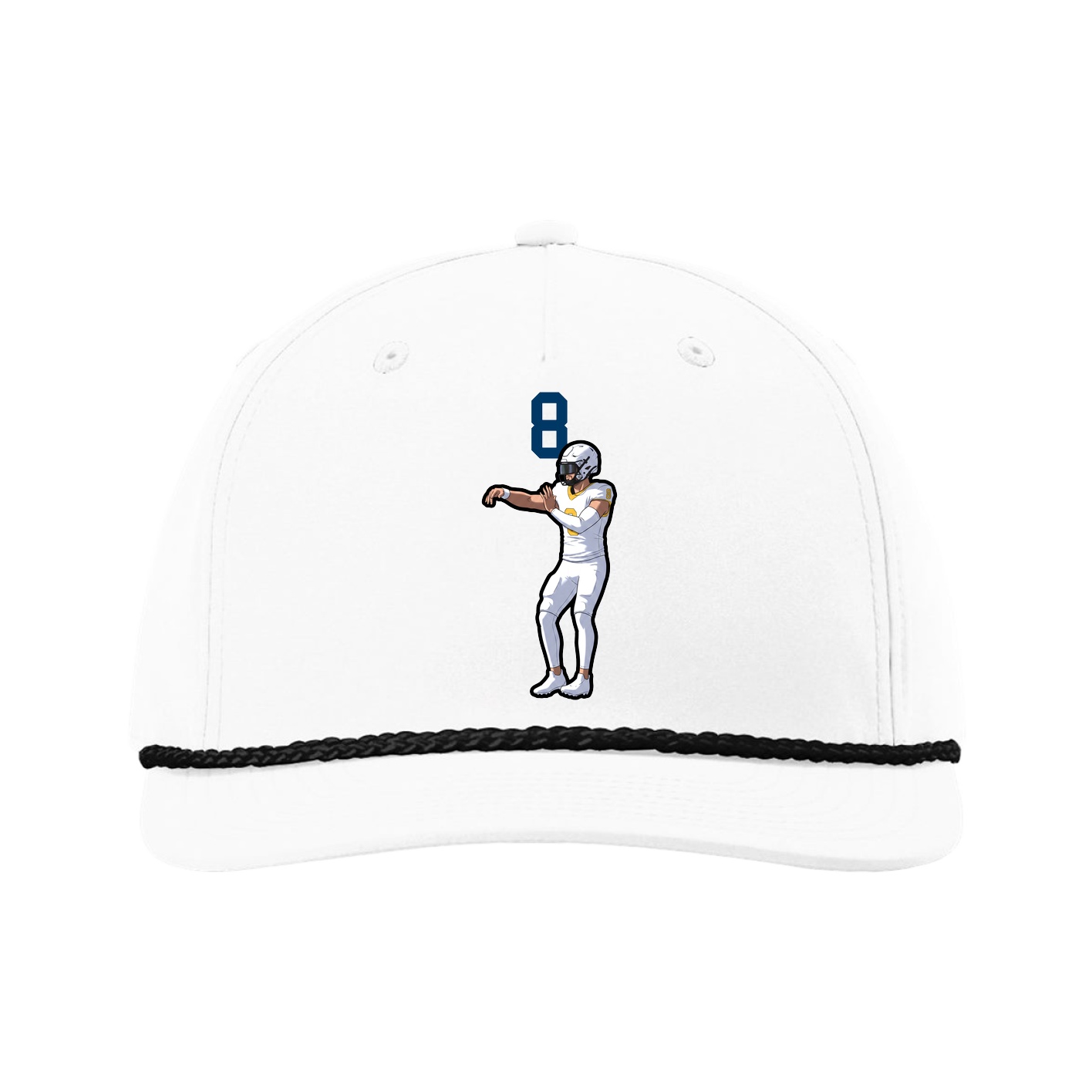 Five-Panel Classic Rope Cap — Number Top in White