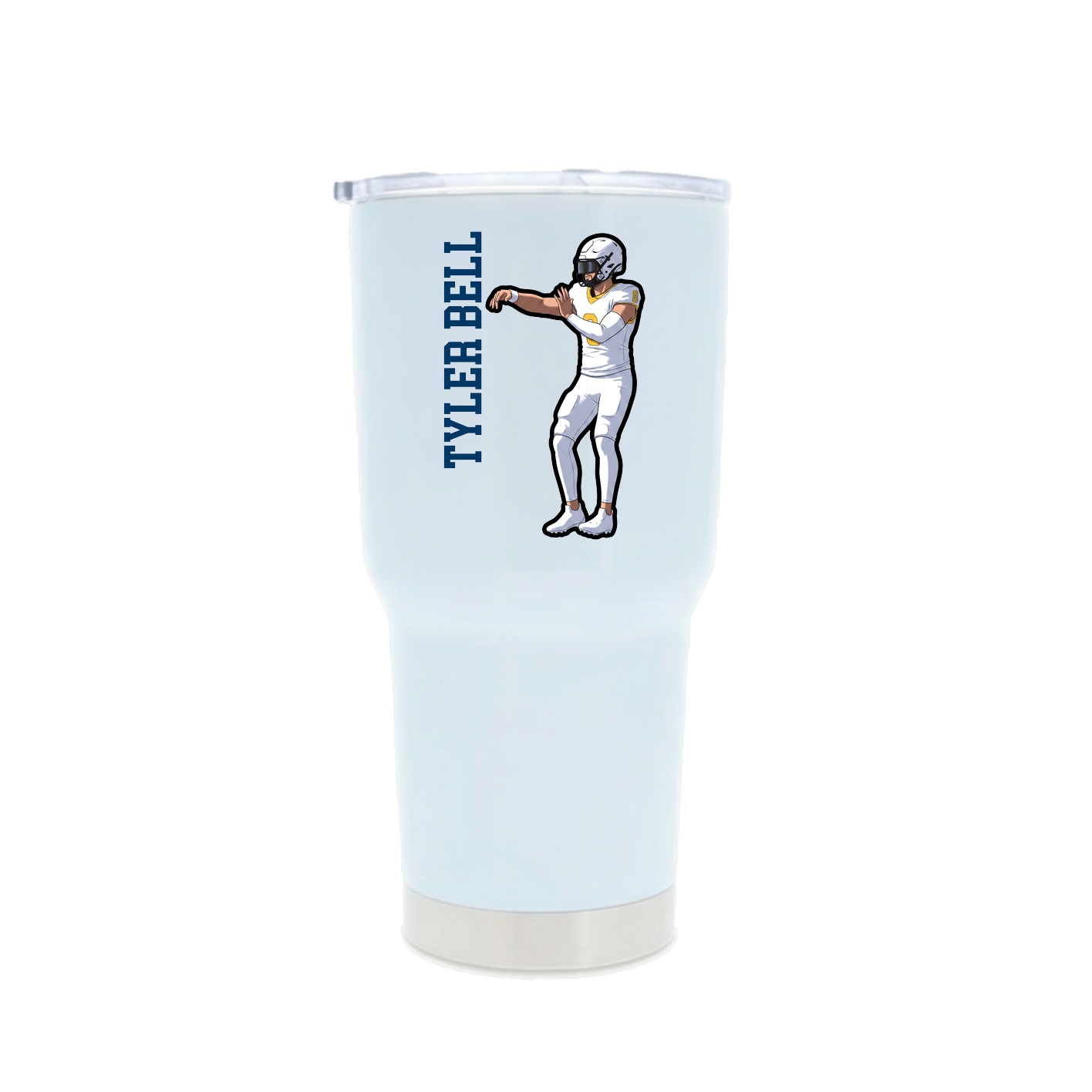 30oz Stainless Steel Tumbler — Name Vertical in White