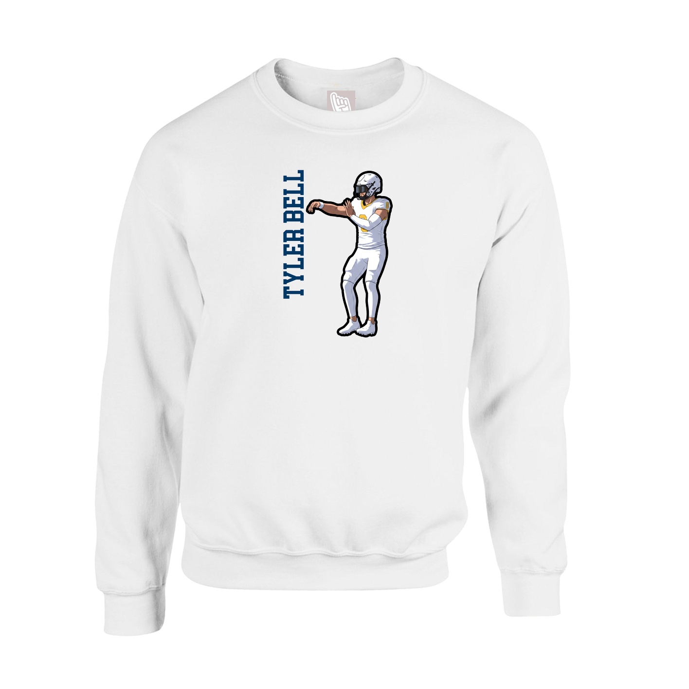 Fleece Crew — Name Vertical in White