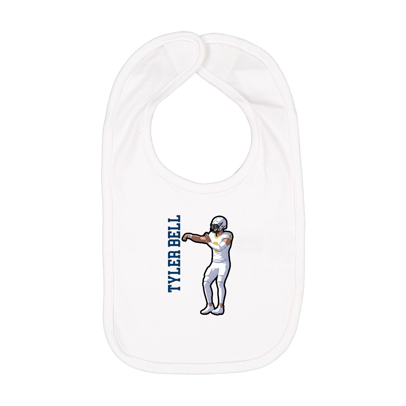 Infant Bib — Name Vertical in White