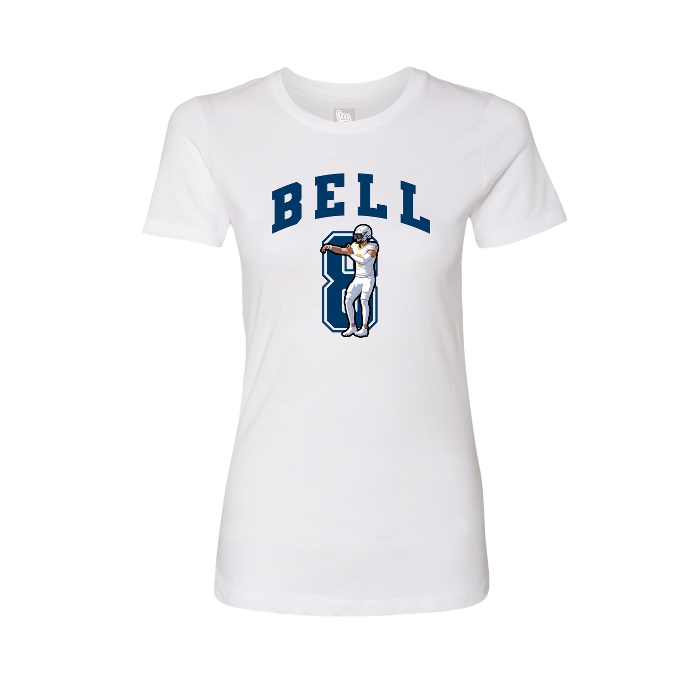 Fitted Women's Tee — Number in White