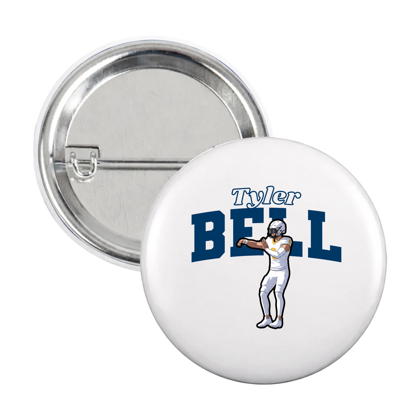 Game Day Button — Name Arch in White