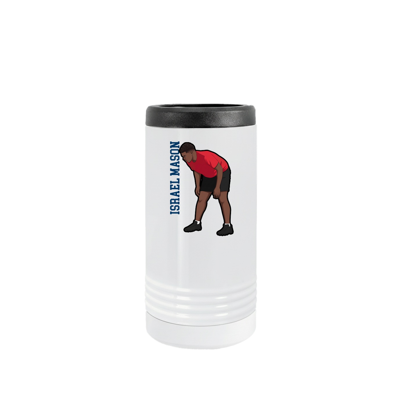 Slim Beverage Holder — Name Vertical in White