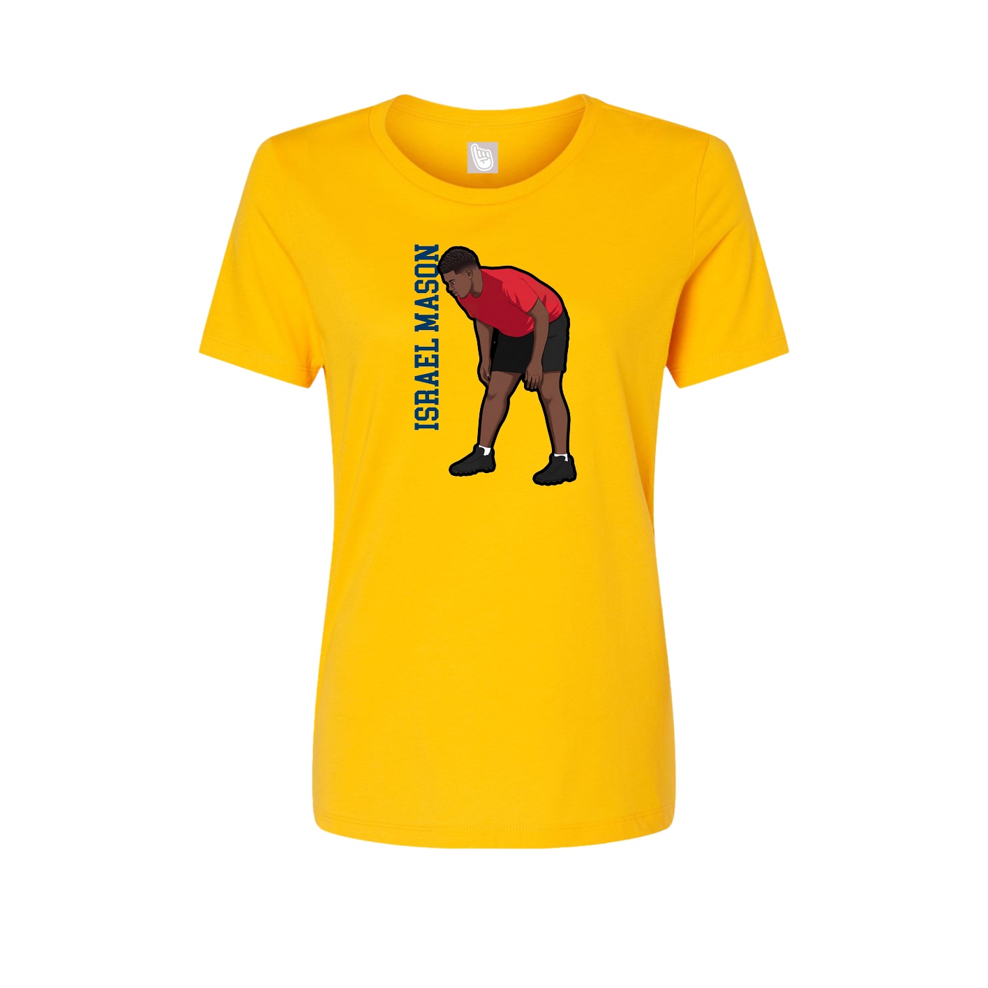 Fitted Women's Tee — Name Vertical in Gold