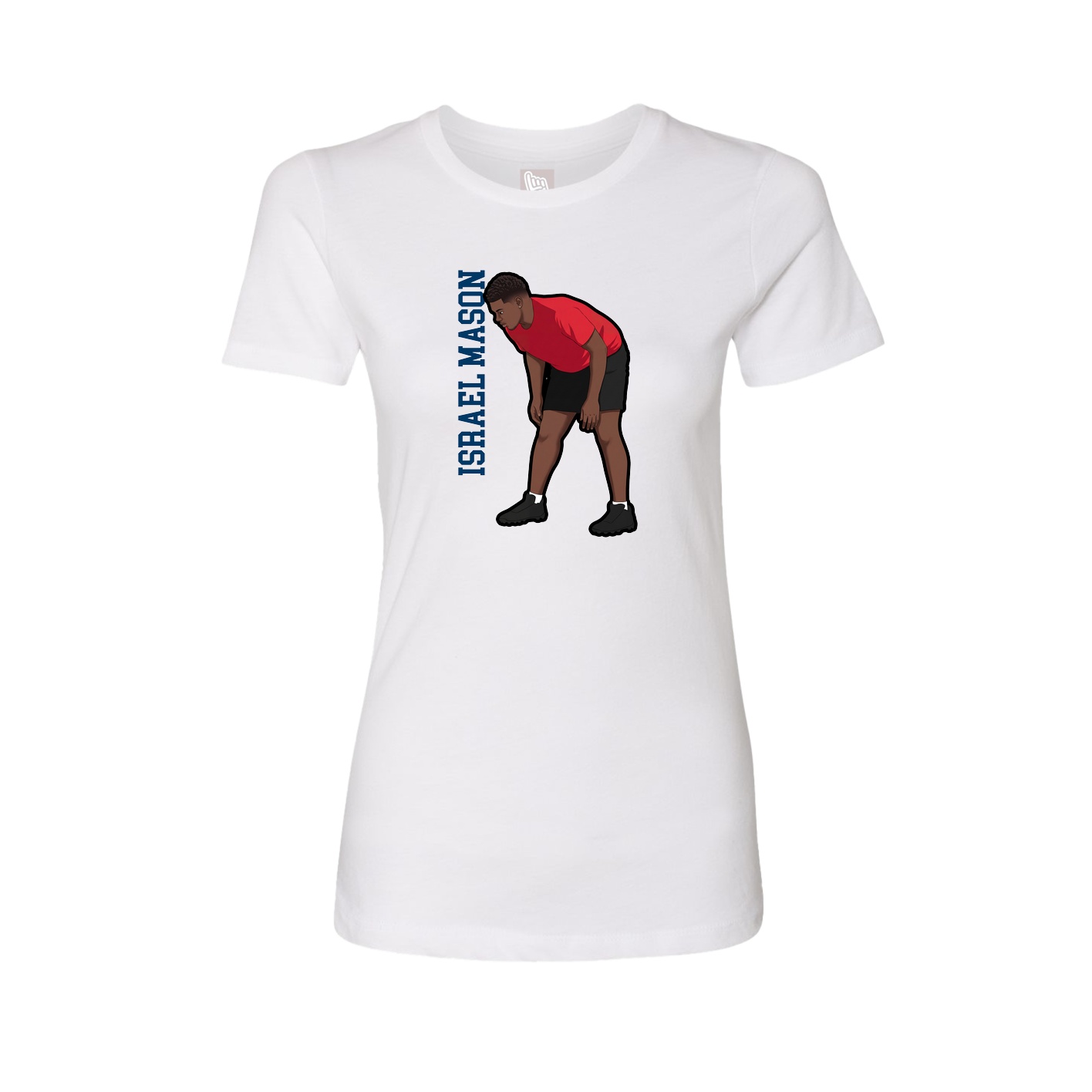 Fitted Women's Tee — Name Vertical in White