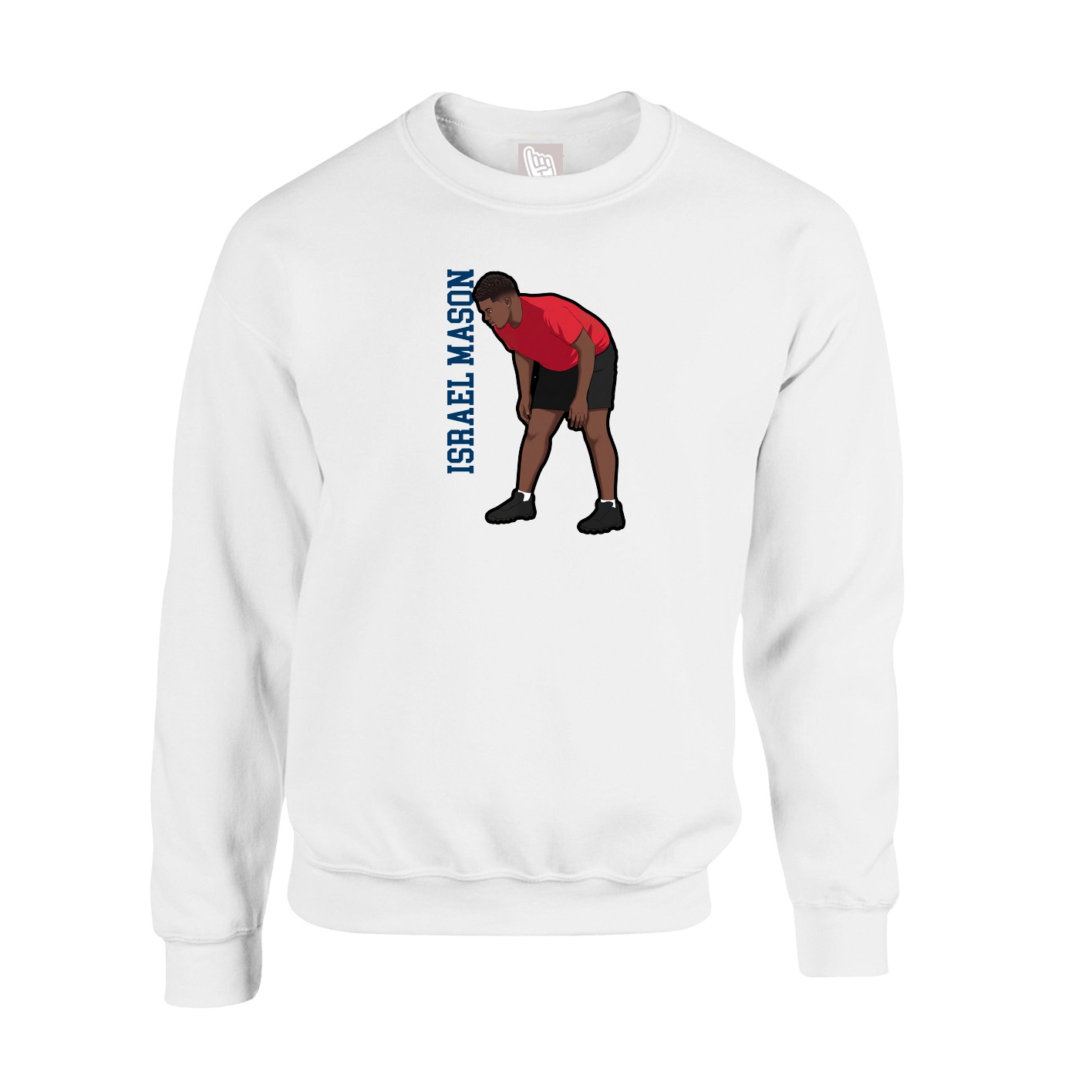 Fleece Crew — Name Vertical in White