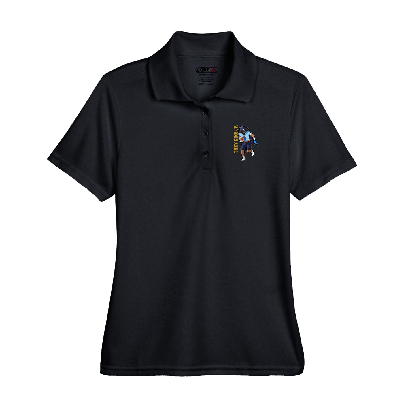 Performance Polo — Name Vertical in Black