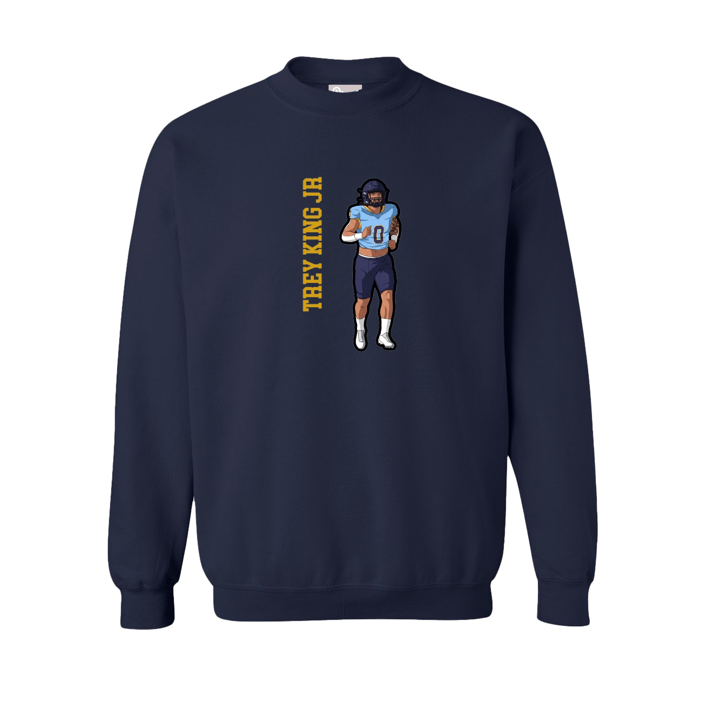 Fleece Crew — Name Vertical in Navy