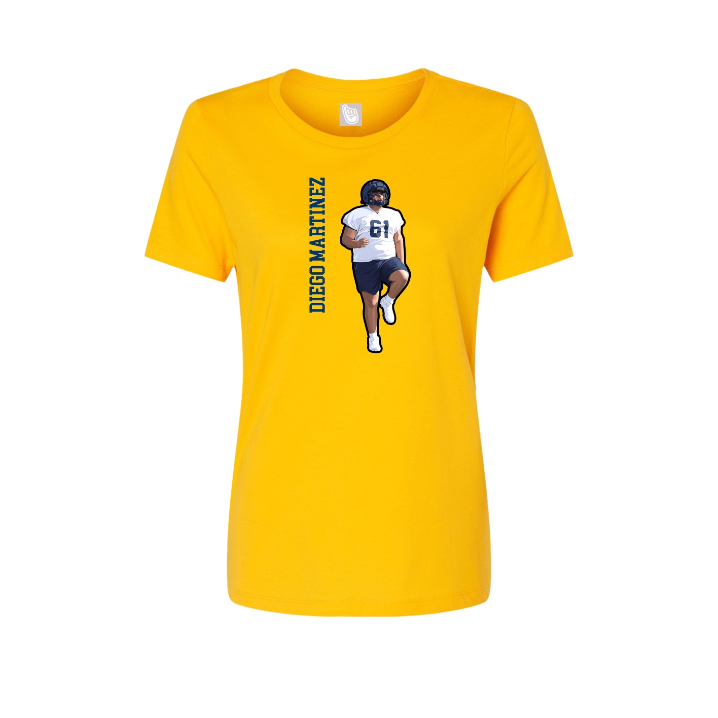 Fitted Women's Tee — Name Vertical in Gold