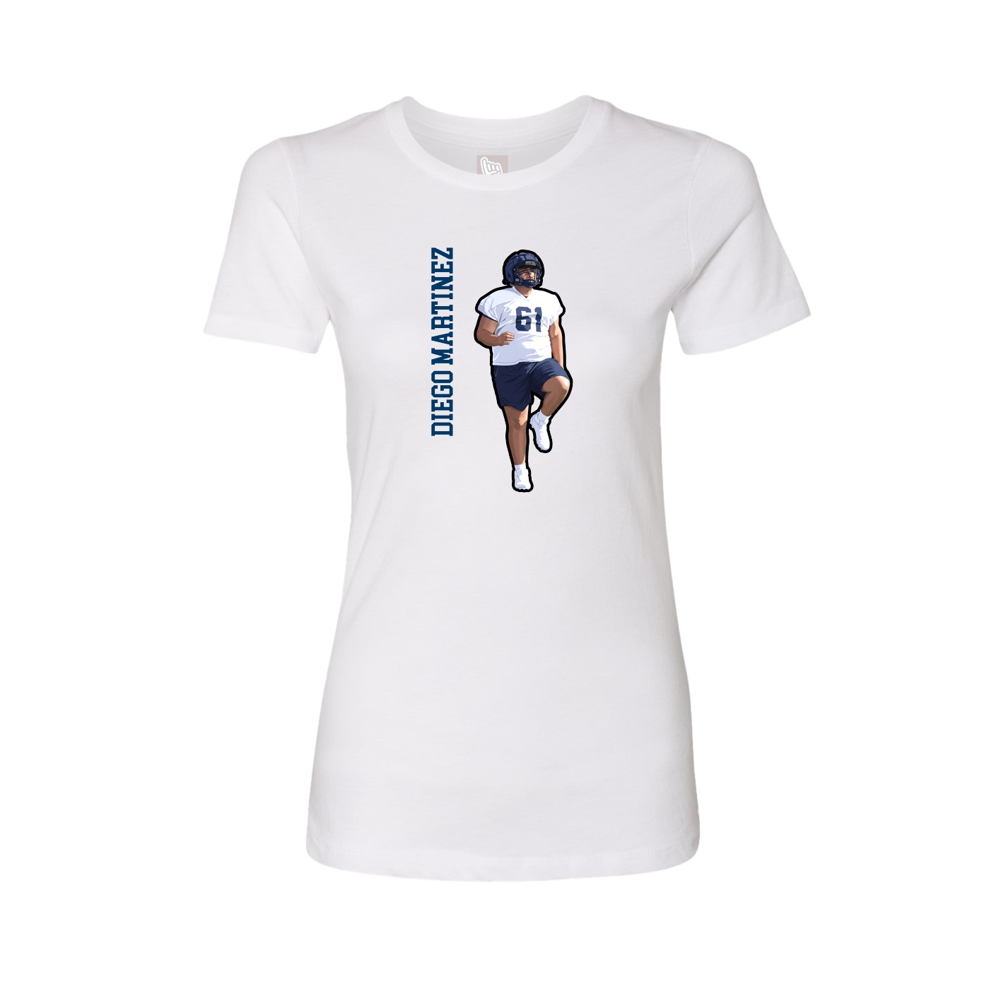 Fitted Women's Tee — Name Vertical in White