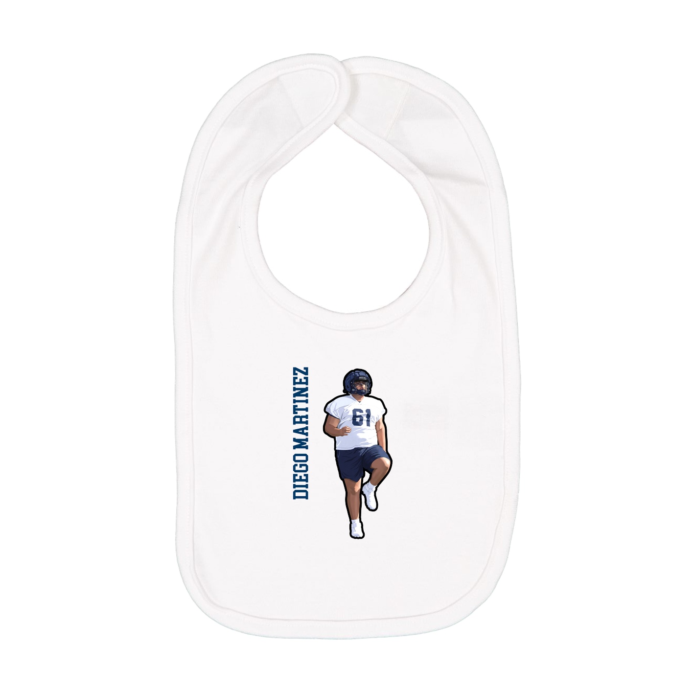 Infant Bib — Name Vertical in White