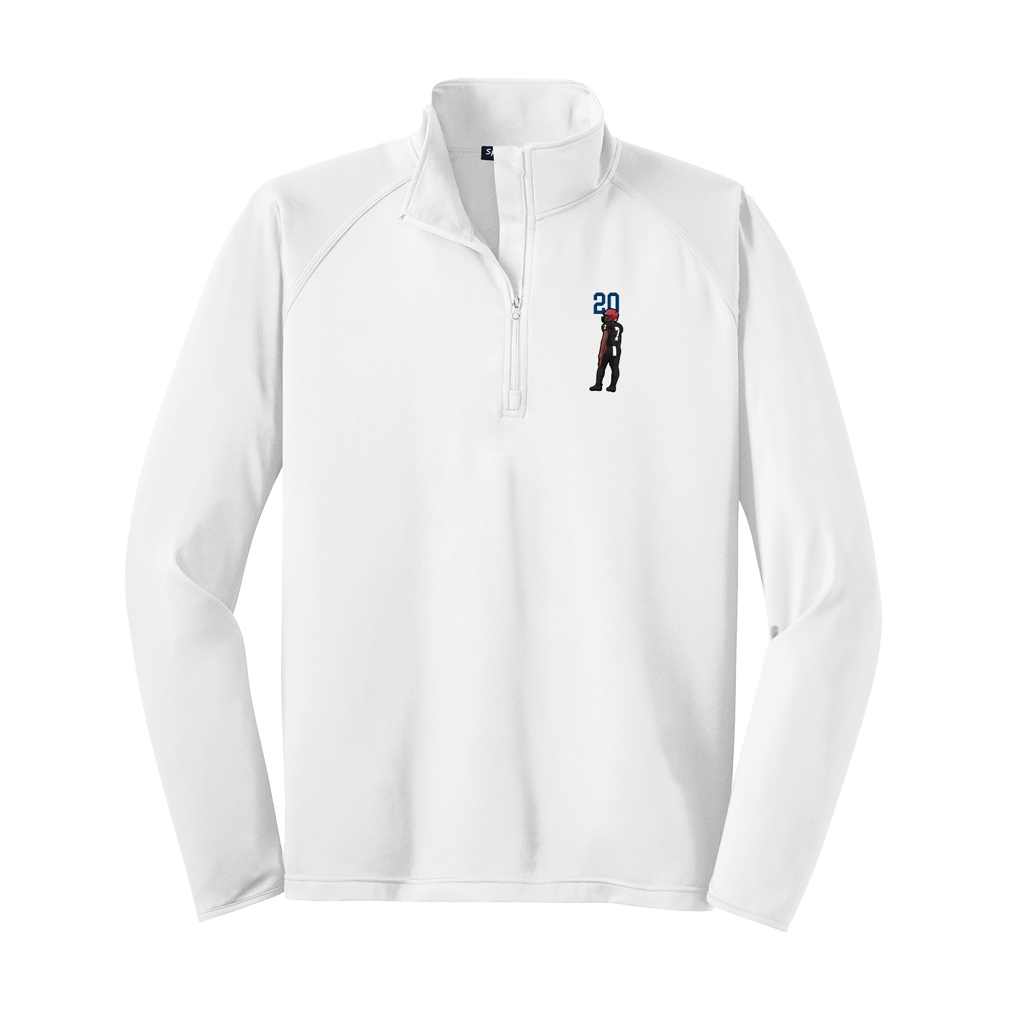 Q-Zip Pullover — Number Top in White