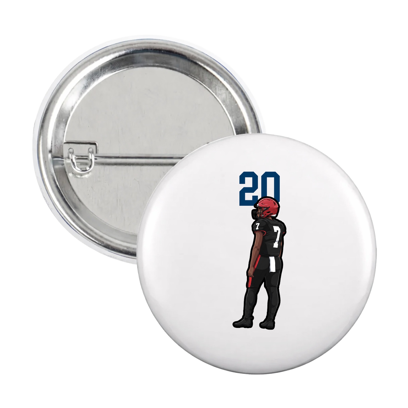 Game Day Button — Number Top in White
