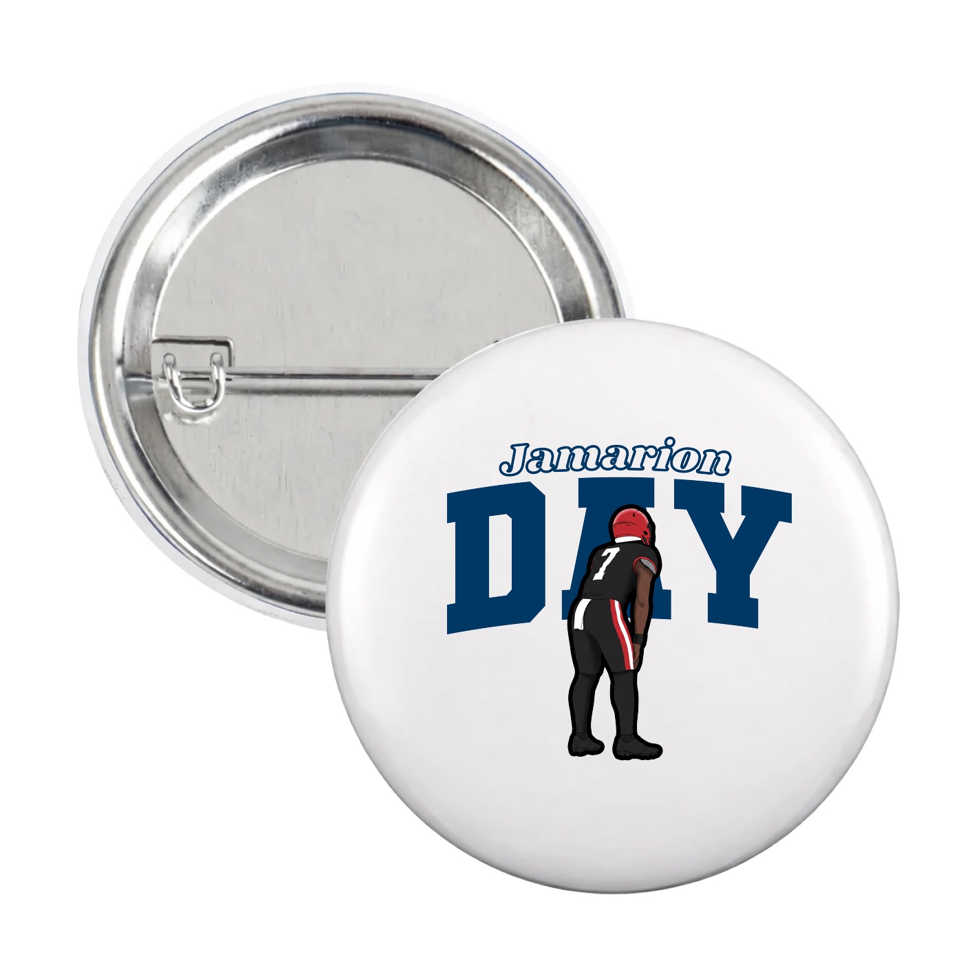 Game Day Button — Name Arch in White