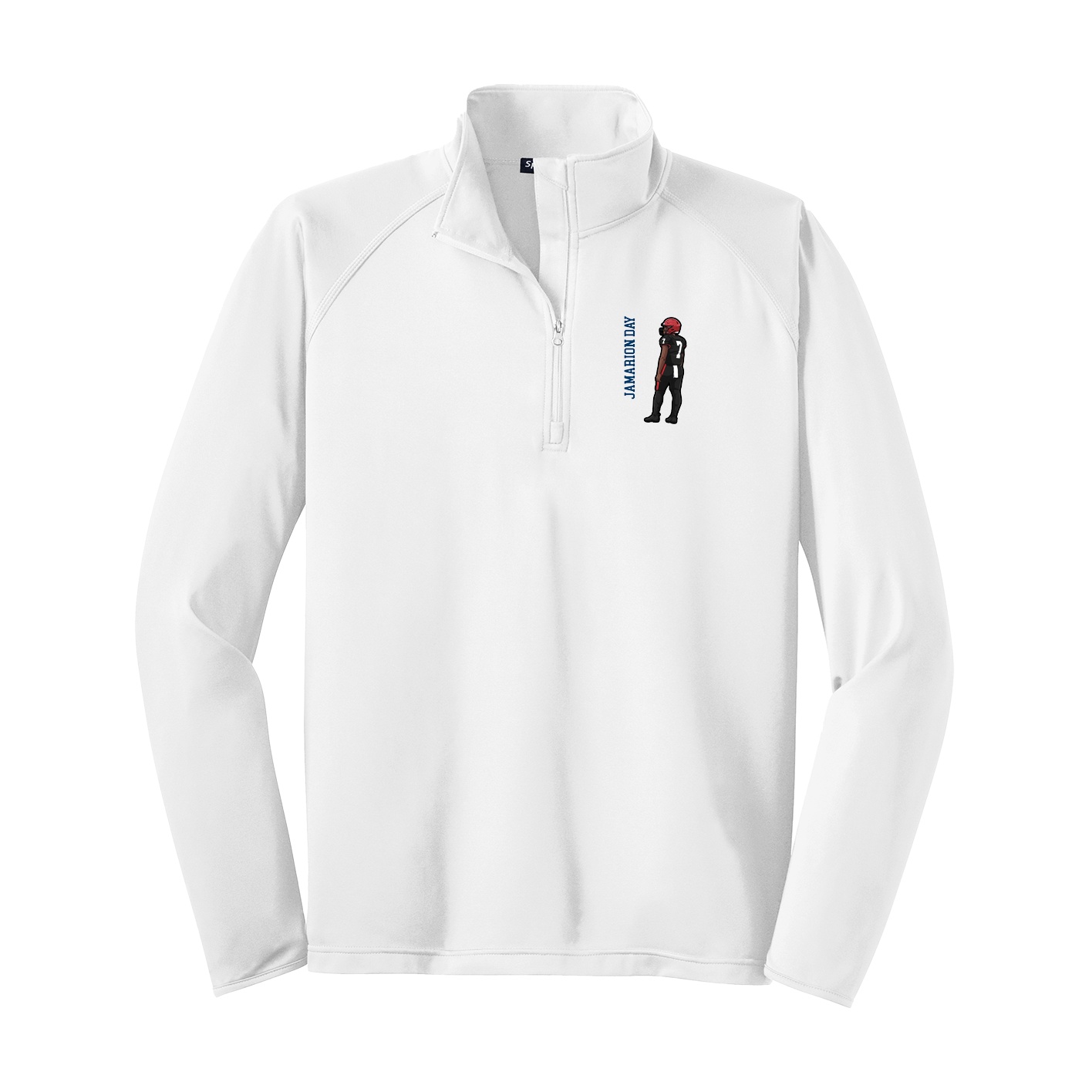 Q-Zip Pullover — Name Vertical in White
