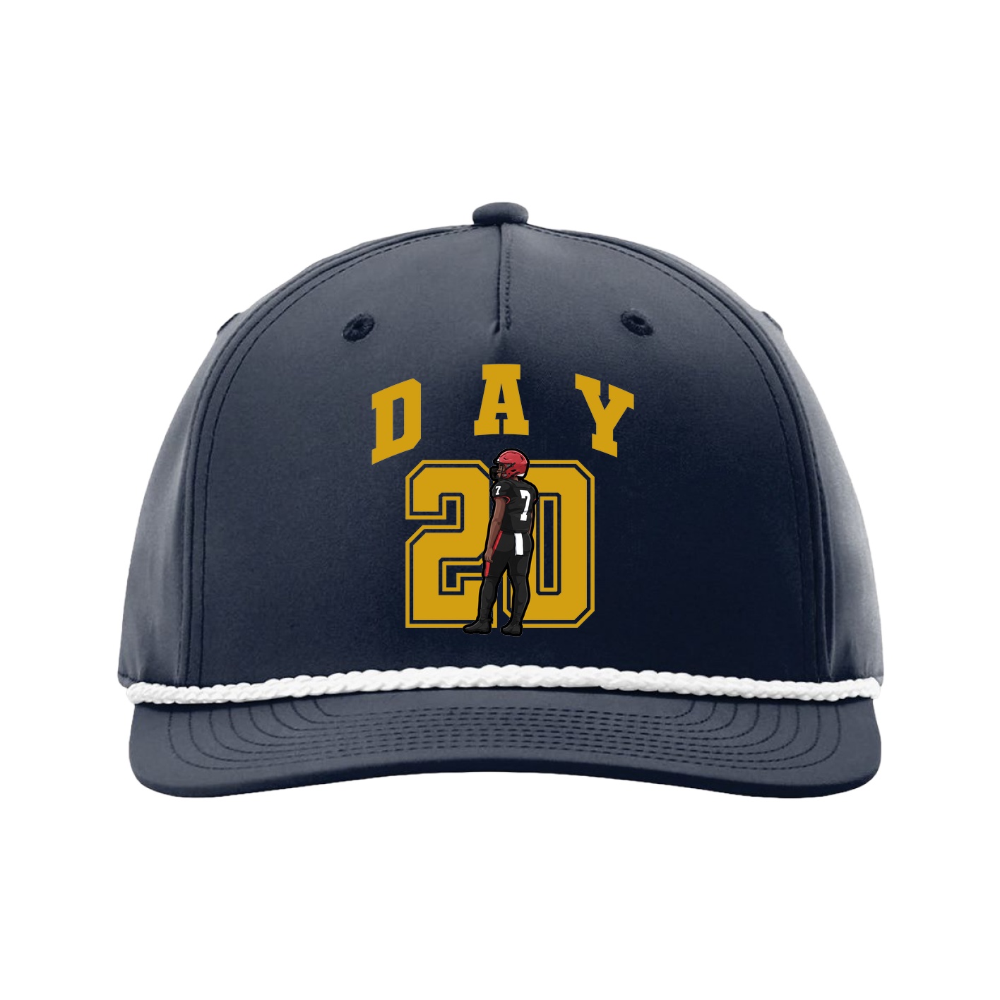 Five-Panel Classic Rope Cap — Number in Navy