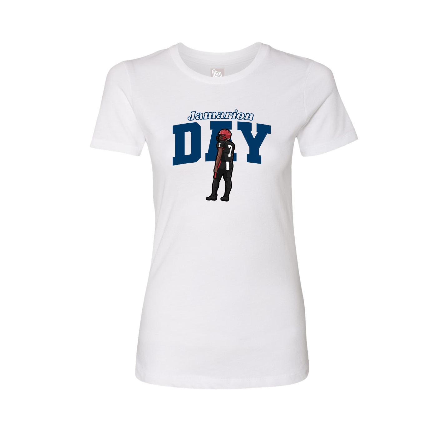 Fitted Women's Tee — Name Arch in White