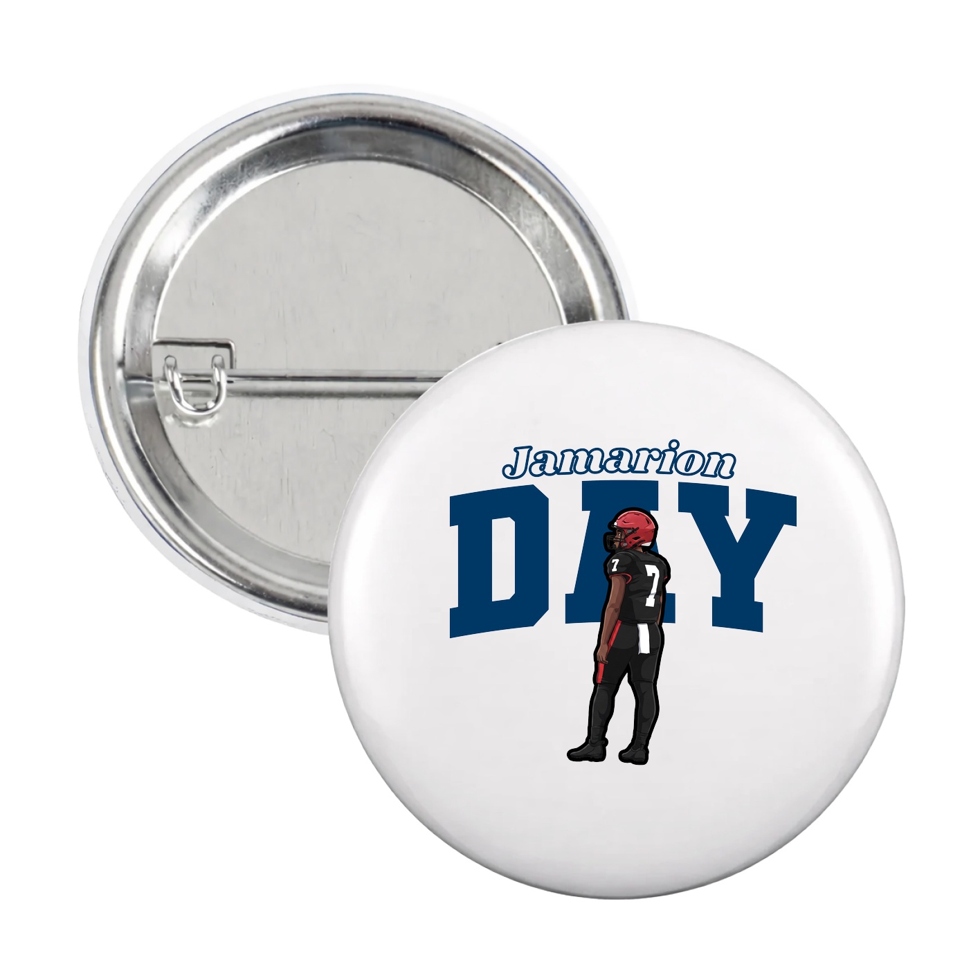 Game Day Button — Name Arch in White