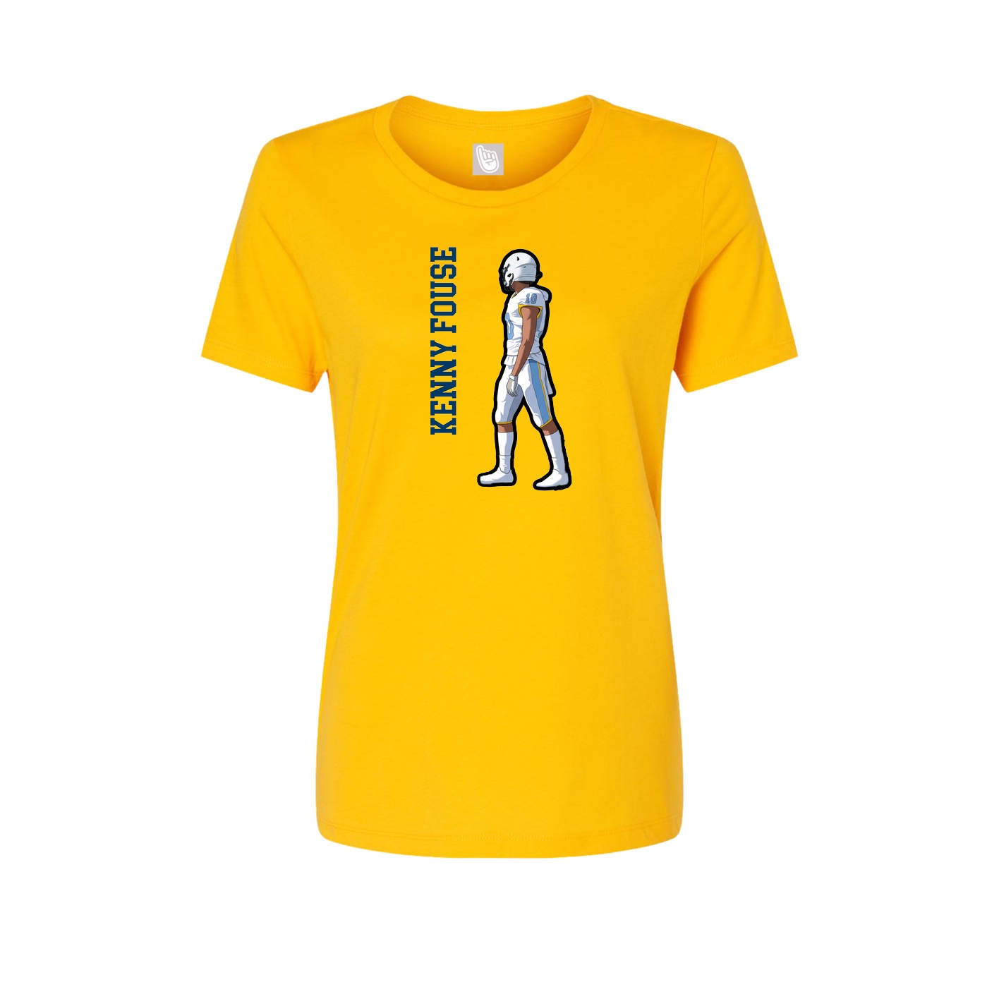 Fitted Women's Tee — Name Vertical in Gold