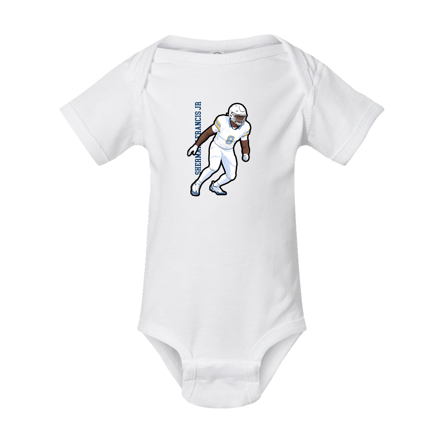Baby Onesie — Name Vertical in White