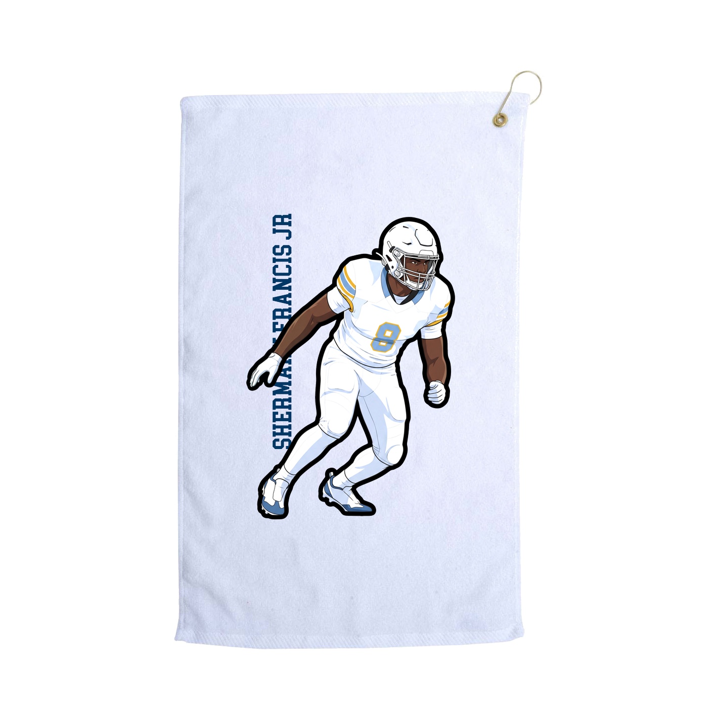 Golf Towel — Name Vertical in White