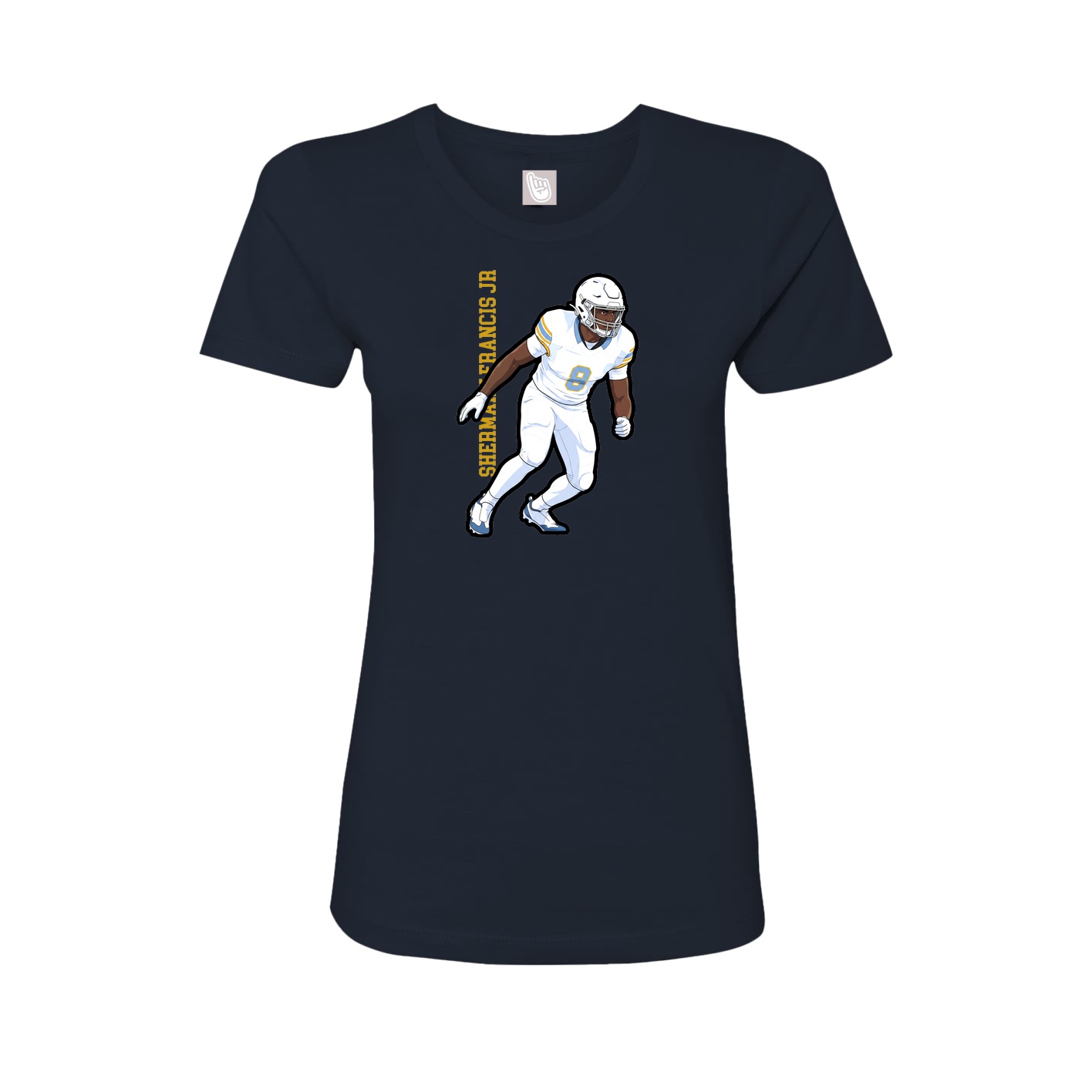 Fitted Women's Tee — Name Vertical in Navy