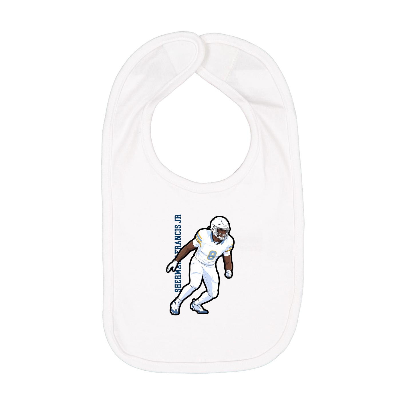 Infant Bib — Name Vertical in White