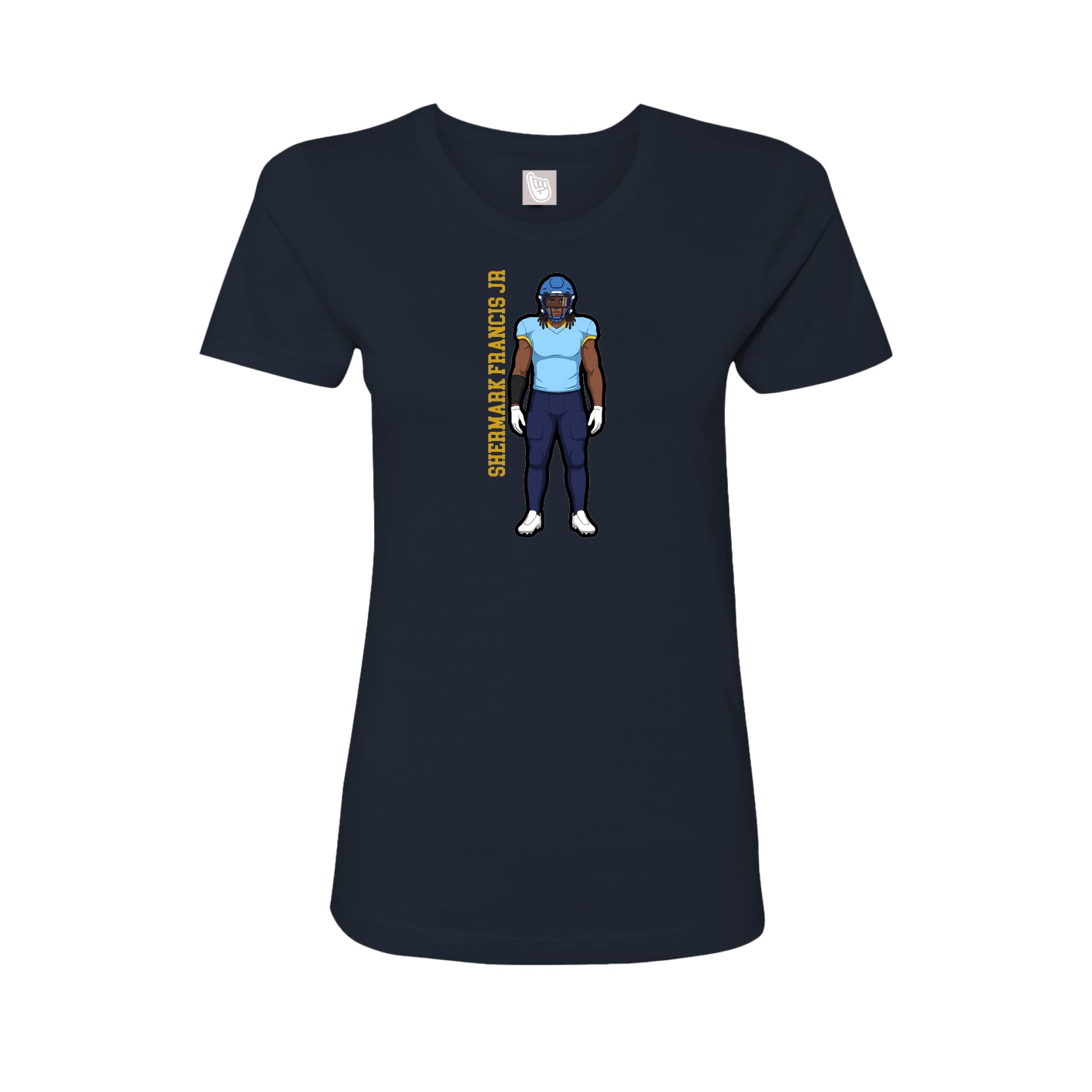 Fitted Women's Tee — Name Vertical in Navy