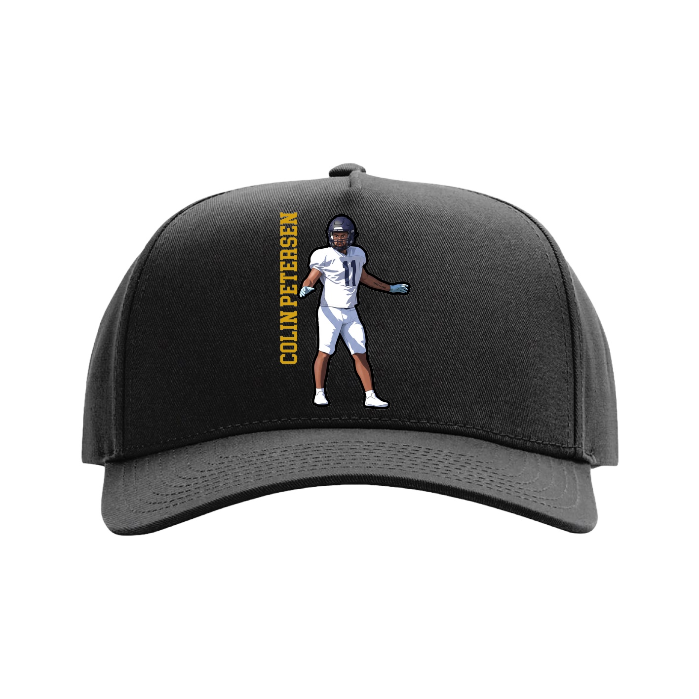 Full Fabric Five-Panel Champ Cap — Name Vertical in Black