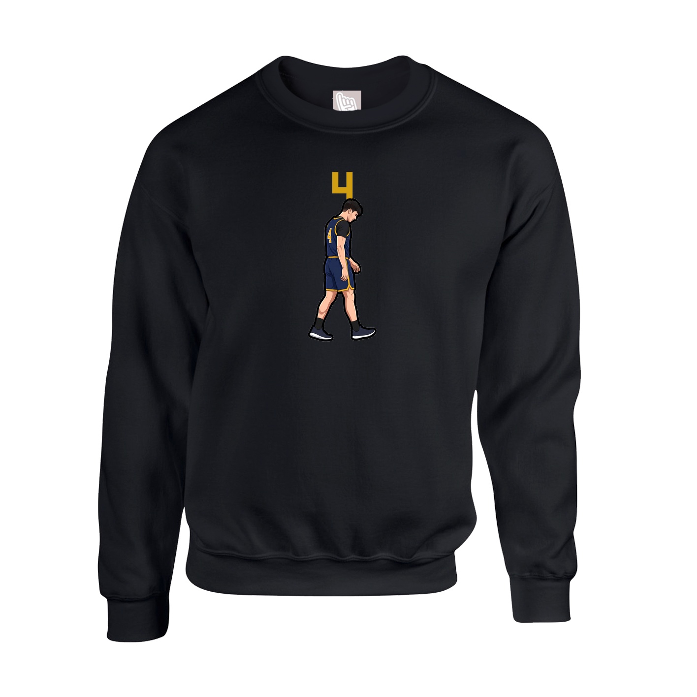 Fleece Crew — Number Top in Black