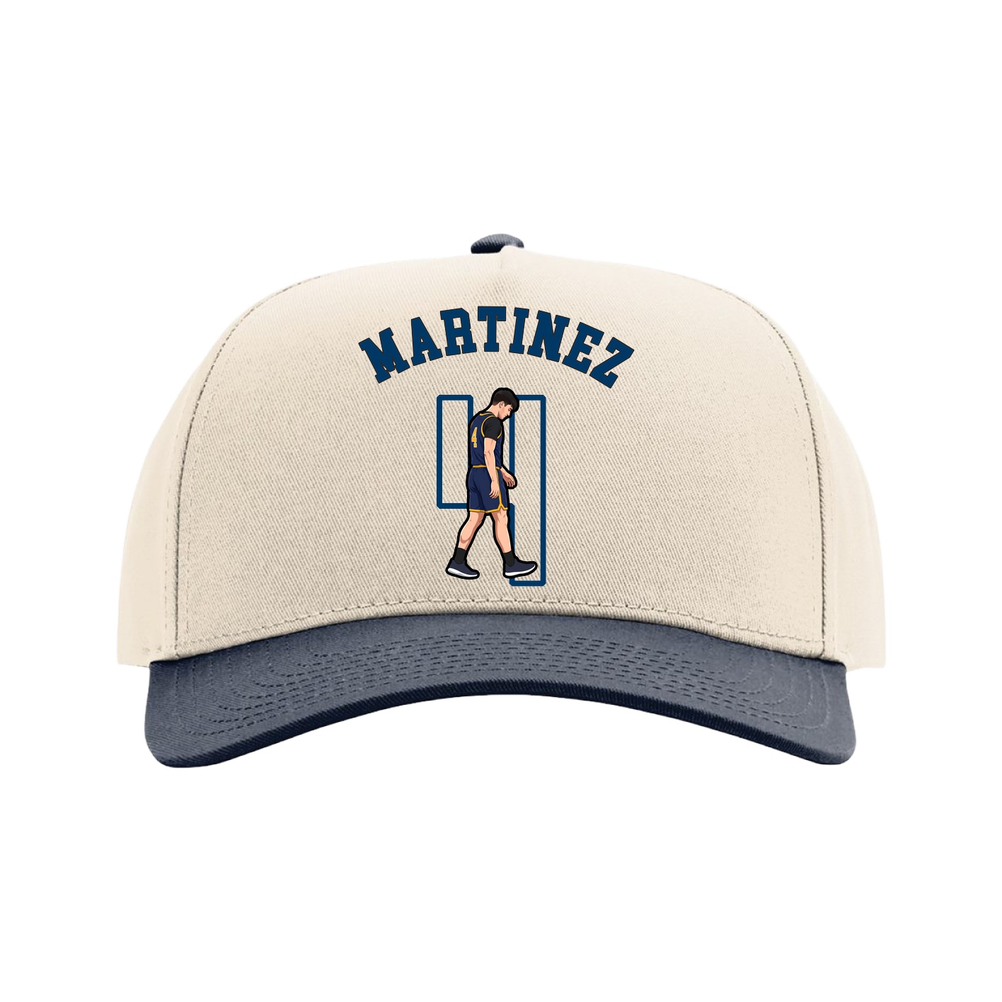 Full Fabric Five-Panel Champ Cap — Shirsey Arch in Cream/Navy